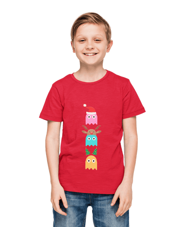 Christmas Ghost Munching Kids Graphic T-Shirt 8Ball